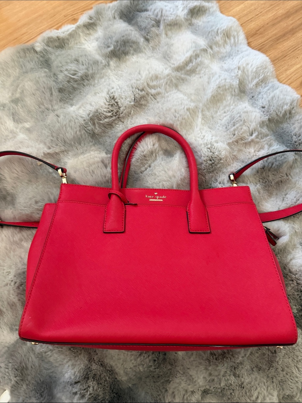 kate spade bright red saffiano leather satchel